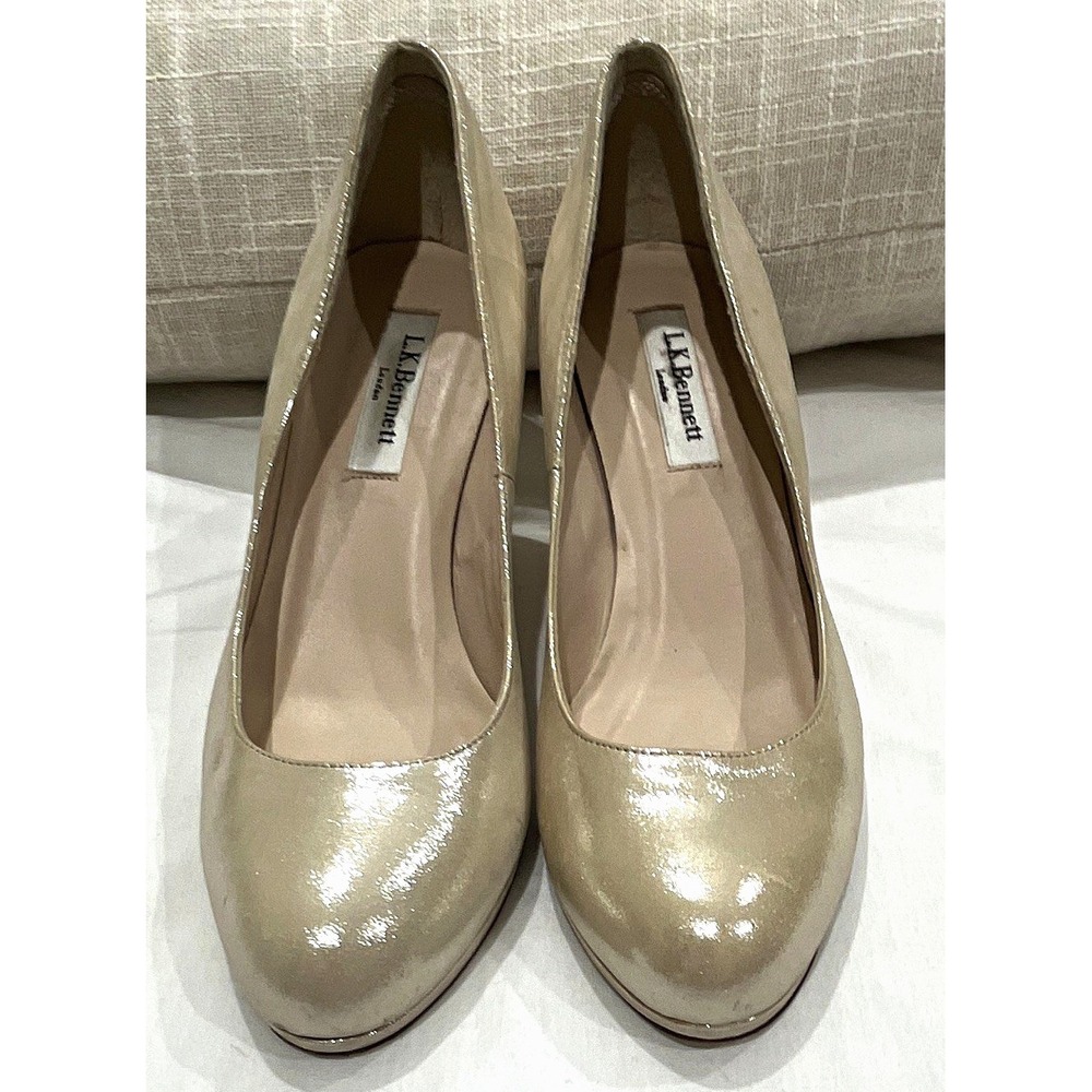 LK Bennett Sledge Champagne Gold Patent Leather Platform Pumps Kate Middleton 37